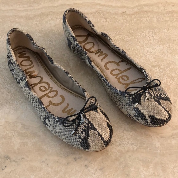 New ‘Sam Edelman’ | ‘Felicia’ Snake Print Leather Ballet Flat - Picture 3 of 12